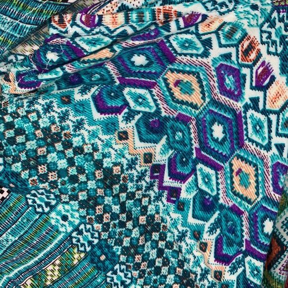Umgee Womens Large Romper Blue Teal Aztec Print Boho Festival Hippie Summer - Picture 2 of 12